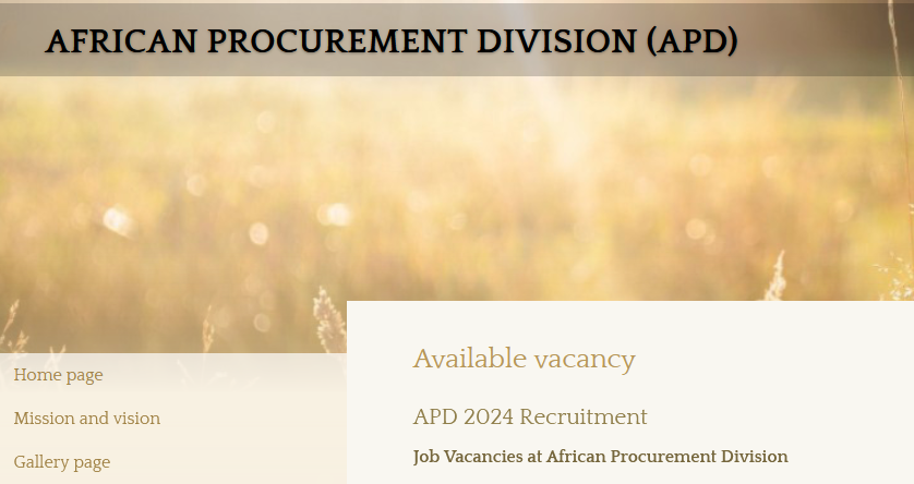 Job Opportunities at African Procurement Division (APD) - Several Job Positions